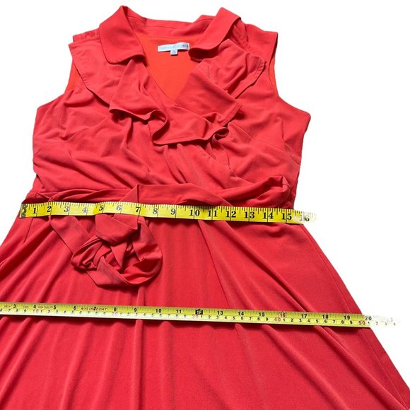 Sandra Darren Womens Dress Size 12 Orange Fit & Flare Sleeveless V-Neck - Picture 7 of 8